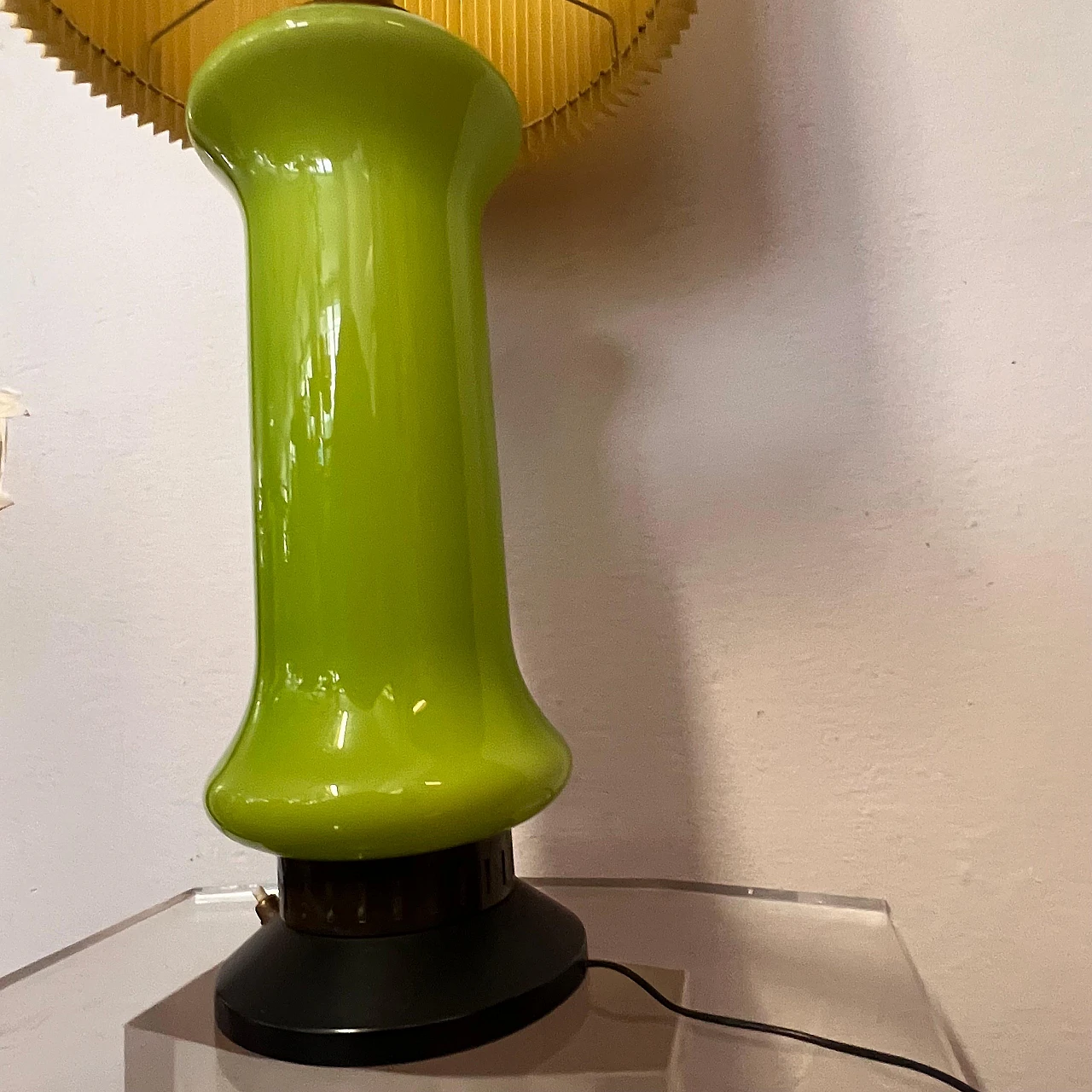 Green glass table lamp attributed to Stilnovo, 1960s 11