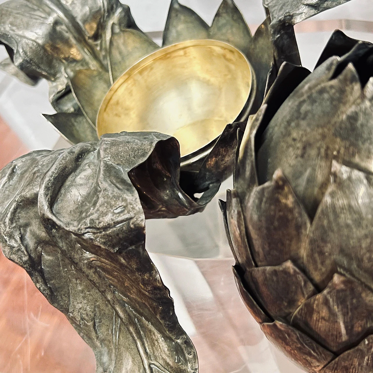 Artichoke-shaped centerpiece in copper by Franco Lapini, 1960s 12