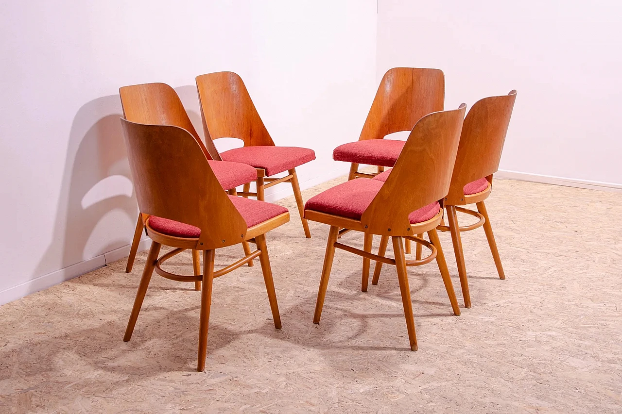 6 Bentwood dining chairs by Radomír Hofman, 1960s 9