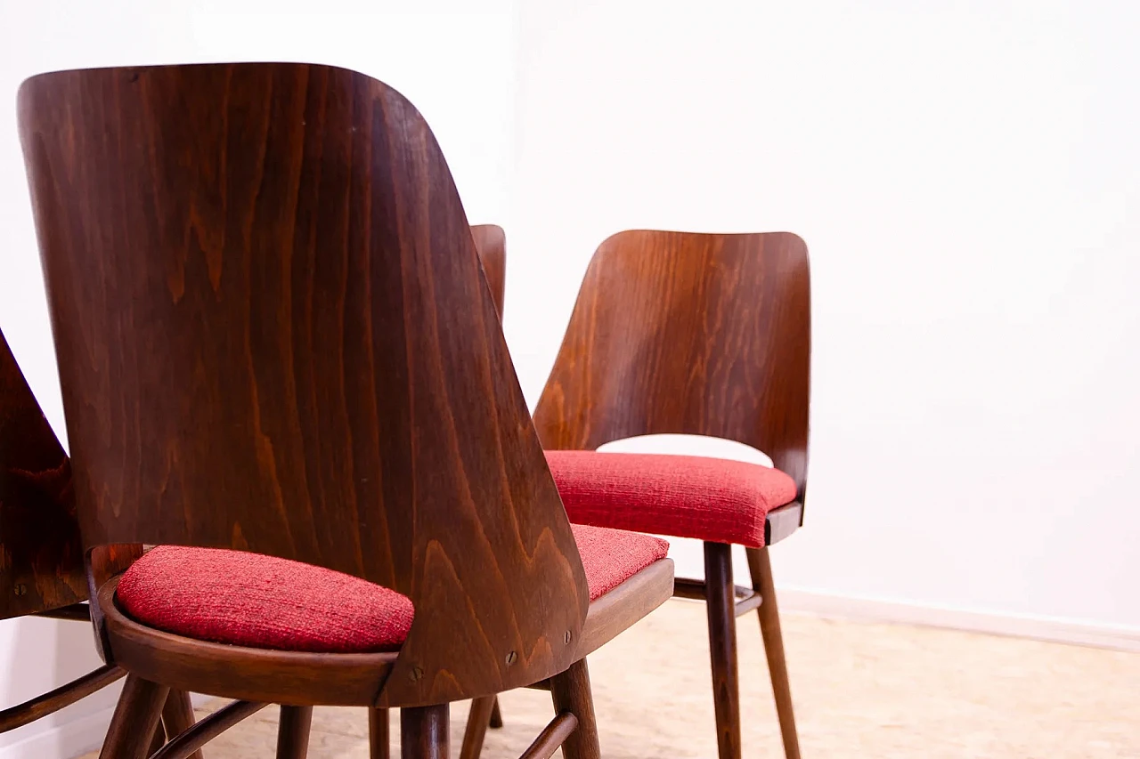 4 Chairs in wood and fabric by Radomír Hofman for TON, 1960s 7