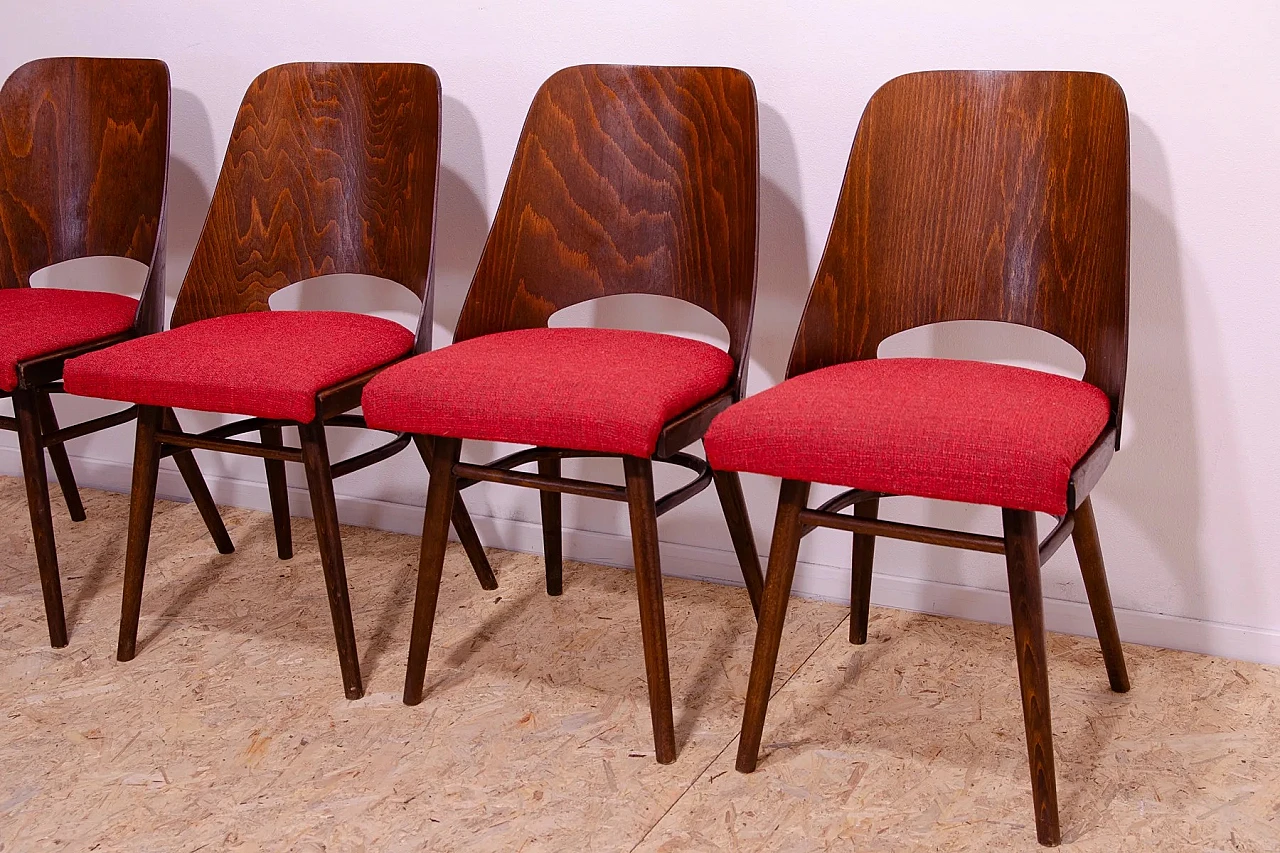 4 Chairs in wood and fabric by Radomír Hofman for TON, 1960s 10