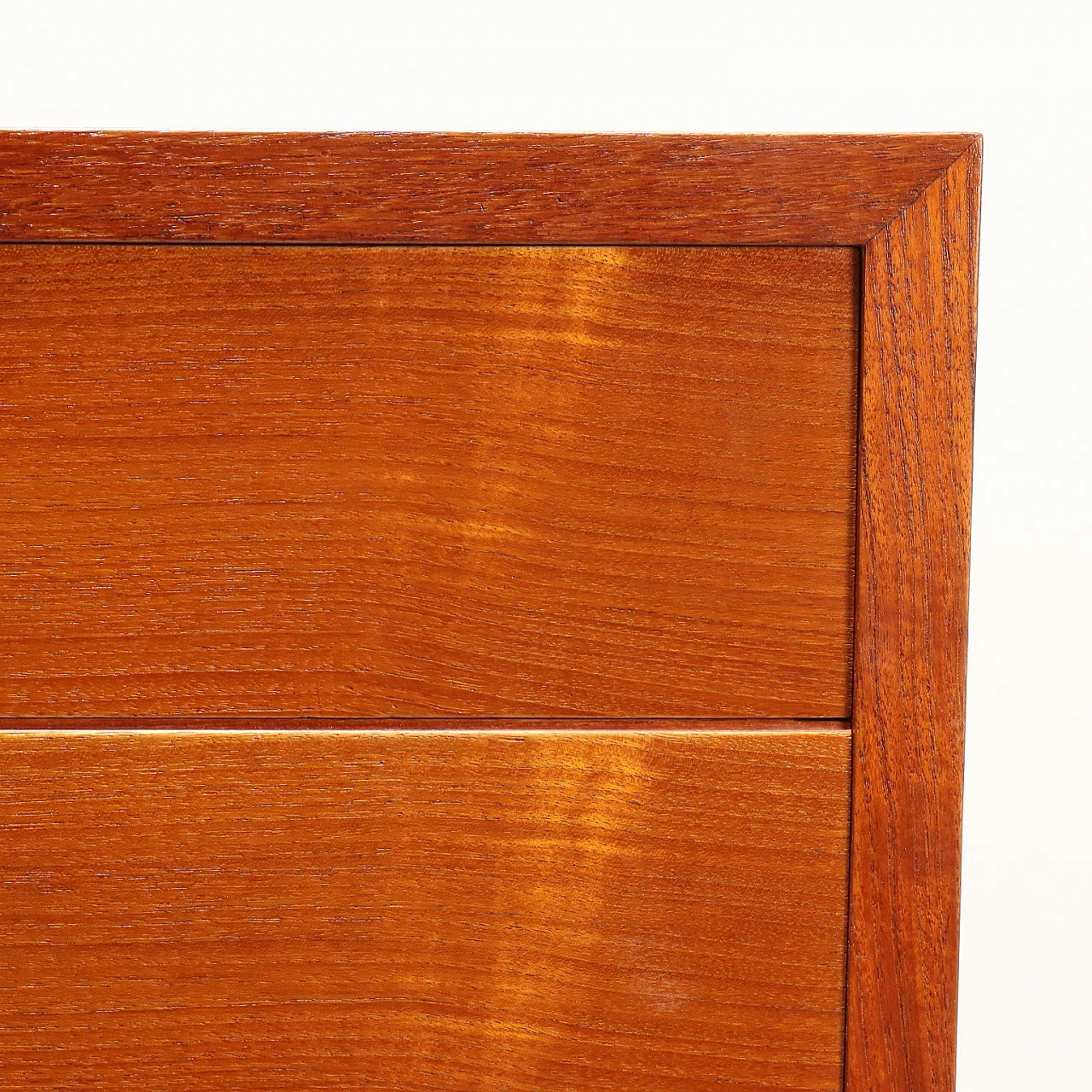 Teak veneered wooden sideboard with brass handles, 1960s 4