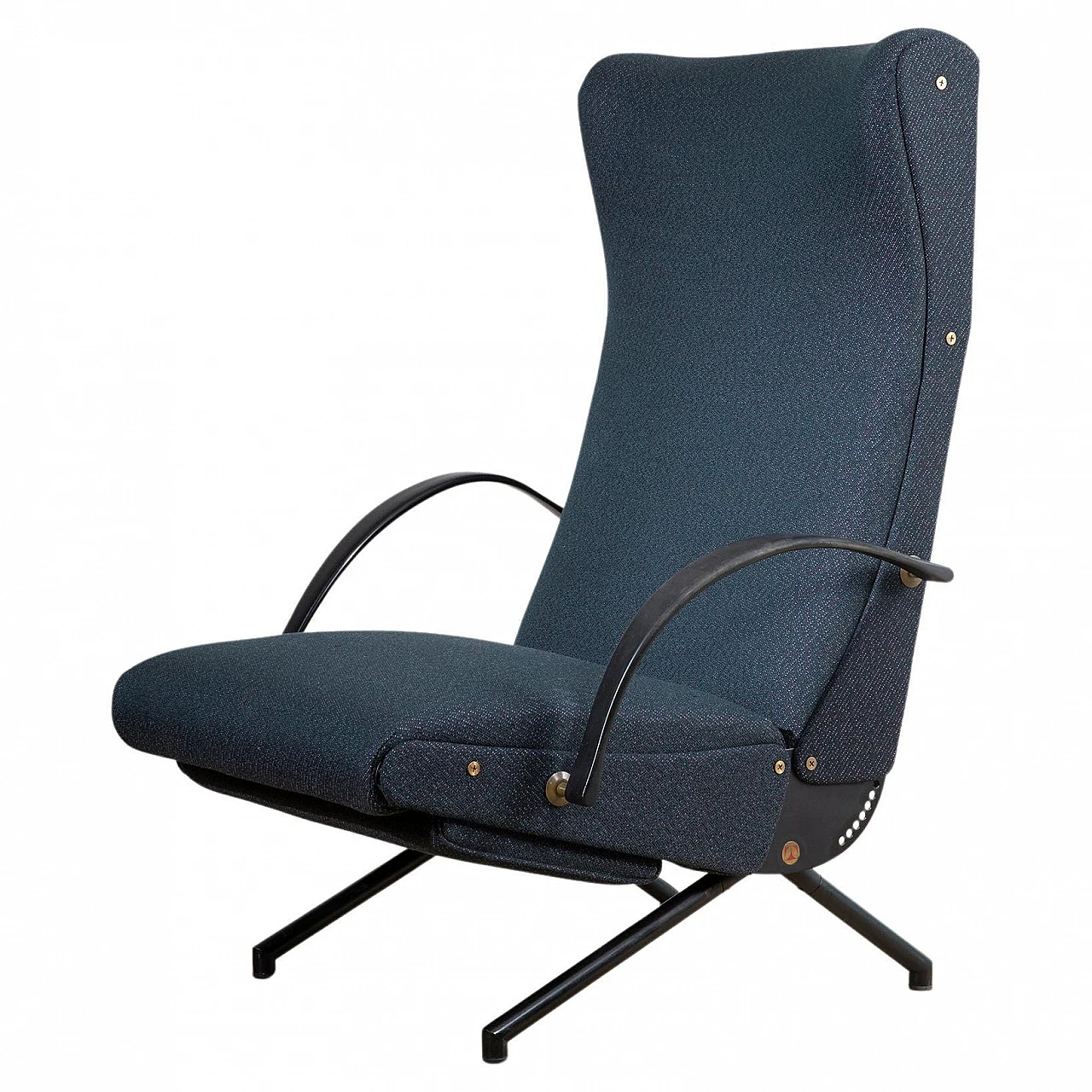 P40 armchair in blue fabric & metal by O. Borsani for Tecno, 1955 1