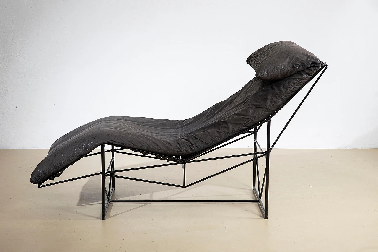 Chaise Lounge in tessuto ed acciaio di Paolo Passerini per Uvet, 1985 2