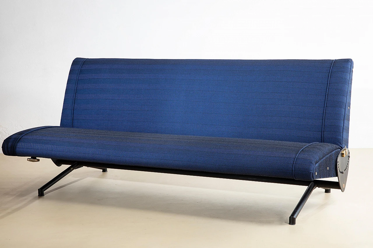 D70 blue fabric and steel sofa by O. Borsani for Tecno, 1956 8