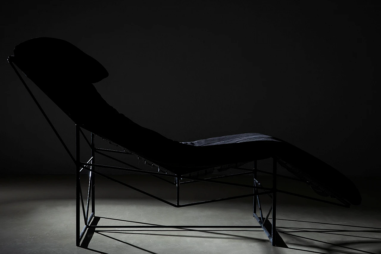 Chaise Lounge in tessuto ed acciaio di Paolo Passerini per Uvet, 1985 9