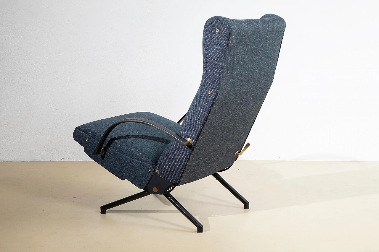 P40 armchair in blue fabric & metal by O. Borsani for Tecno, 1955 13