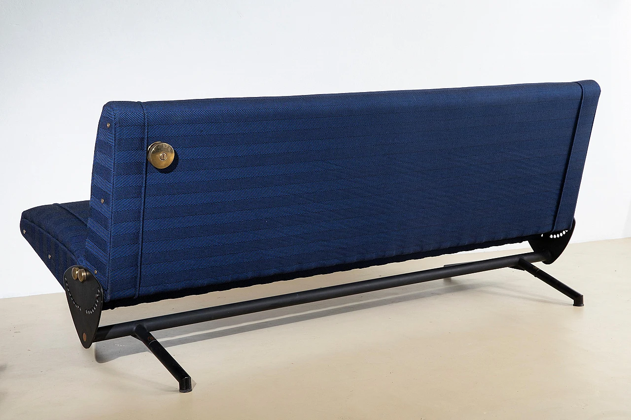 D70 blue fabric and steel sofa by O. Borsani for Tecno, 1956 12