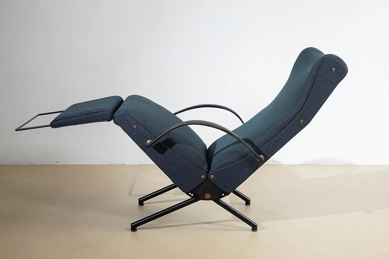 P40 armchair in blue fabric & metal by O. Borsani for Tecno, 1955 15