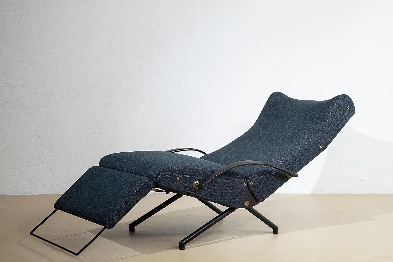 P40 armchair in blue fabric & metal by O. Borsani for Tecno, 1955 16