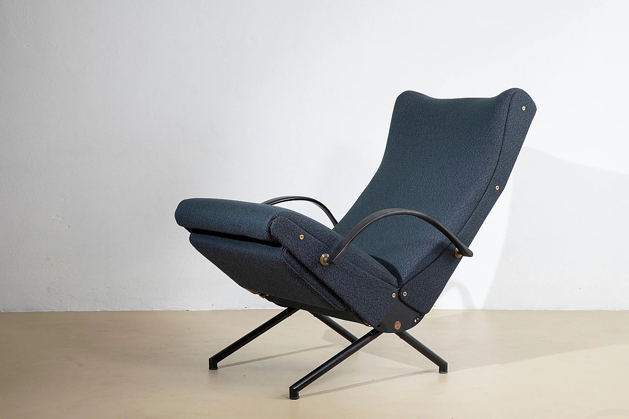 P40 armchair in blue fabric & metal by O. Borsani for Tecno, 1955 19