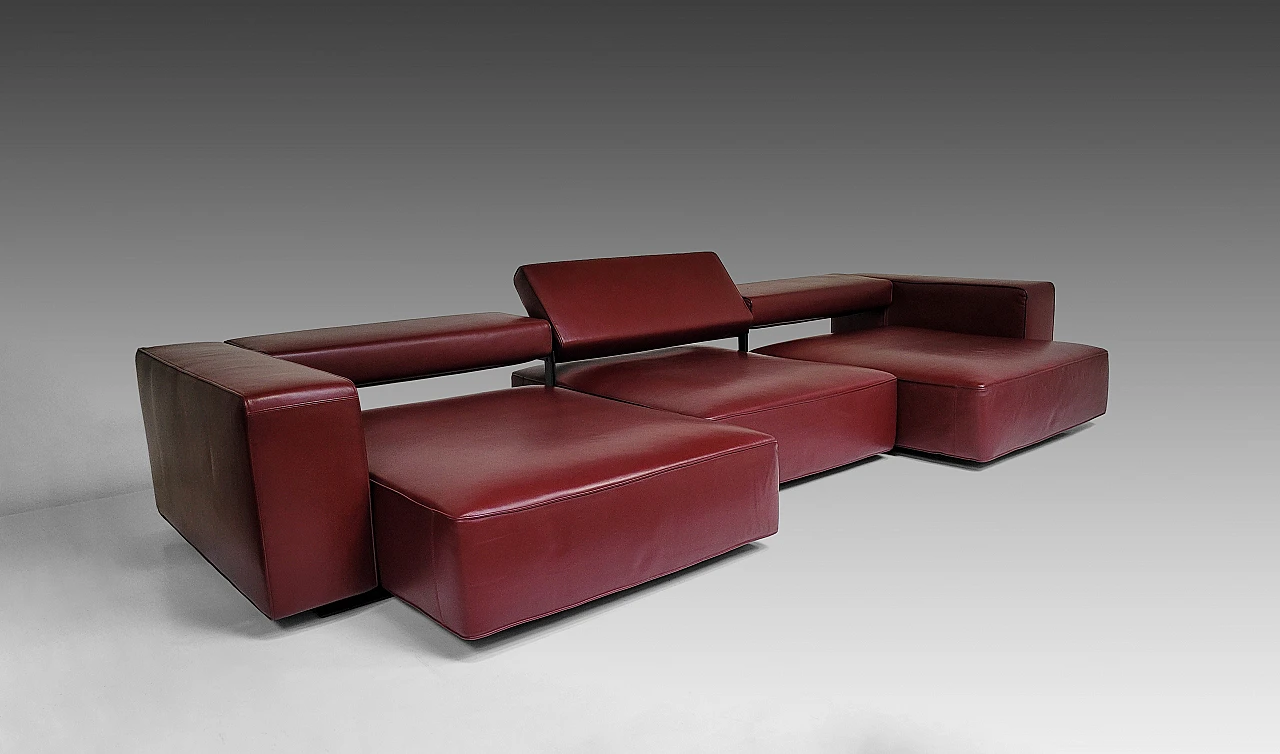 Andy '13 sofa in burgundy leather by Paolo Piva for B&B Italia, 2000s 1