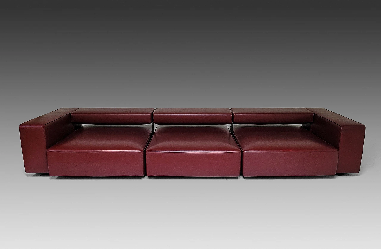 Andy '13 sofa in burgundy leather by Paolo Piva for B&B Italia, 2000s 2