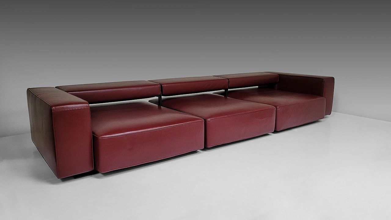 Andy '13 sofa in burgundy leather by Paolo Piva for B&B Italia, 2000s 3