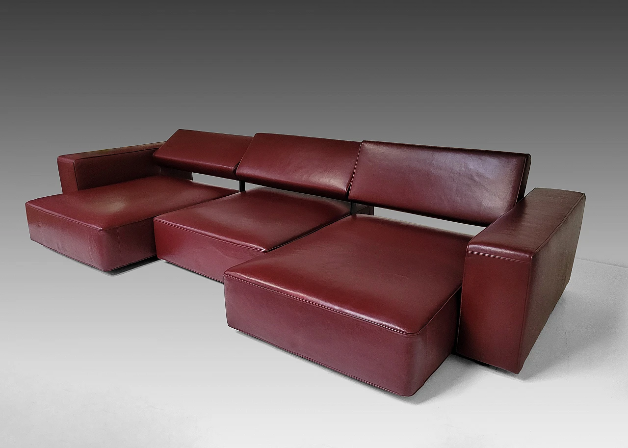 Andy '13 sofa in burgundy leather by Paolo Piva for B&B Italia, 2000s 4