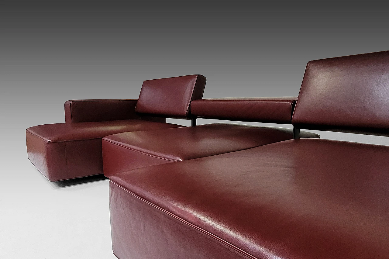 Andy '13 sofa in burgundy leather by Paolo Piva for B&B Italia, 2000s 5