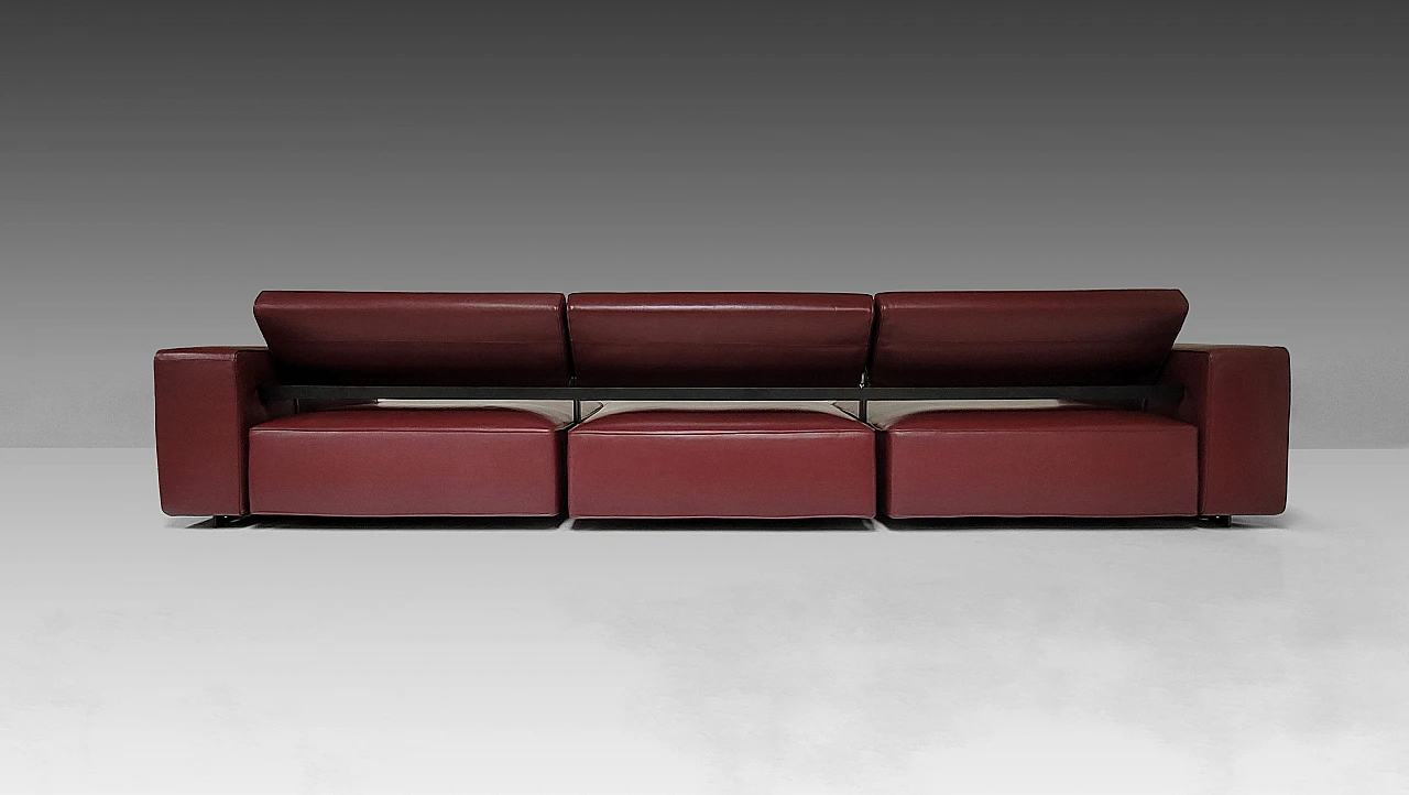 Andy '13 sofa in burgundy leather by Paolo Piva for B&B Italia, 2000s 6