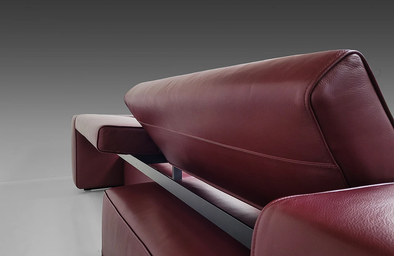 Andy '13 sofa in burgundy leather by Paolo Piva for B&B Italia, 2000s 8