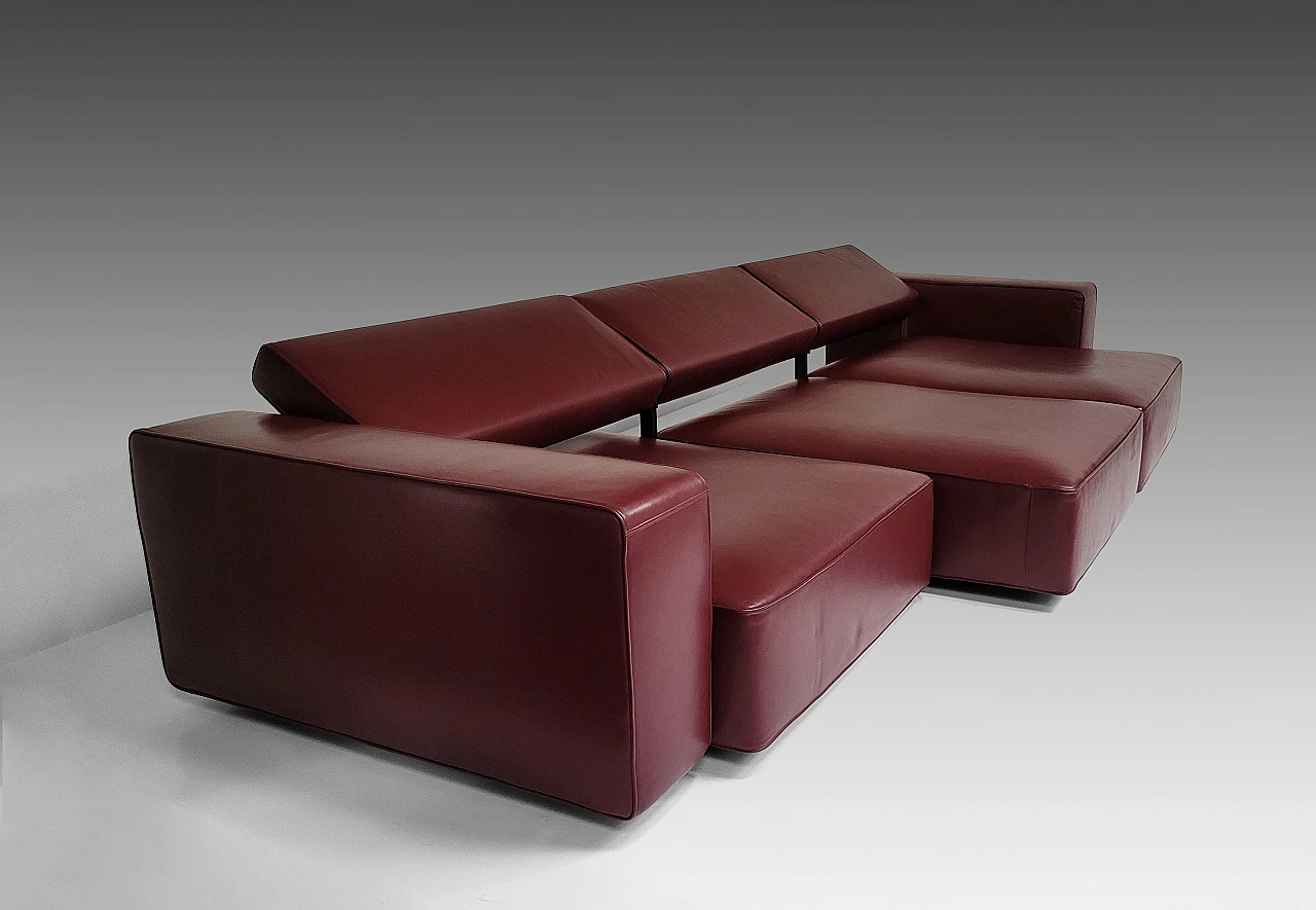 Andy '13 sofa in burgundy leather by Paolo Piva for B&B Italia, 2000s 9