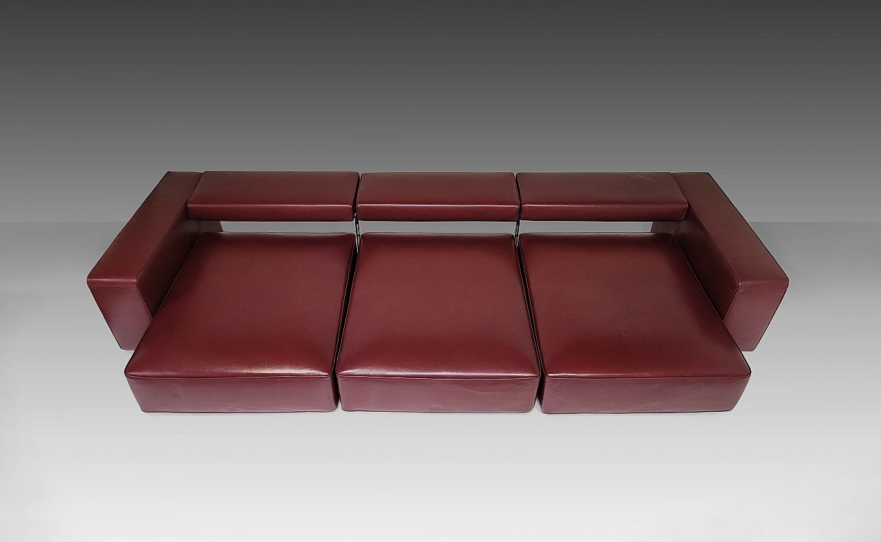 Andy '13 sofa in burgundy leather by Paolo Piva for B&B Italia, 2000s 10