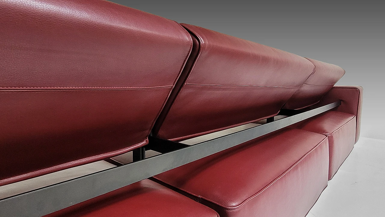 Andy '13 sofa in burgundy leather by Paolo Piva for B&B Italia, 2000s 12