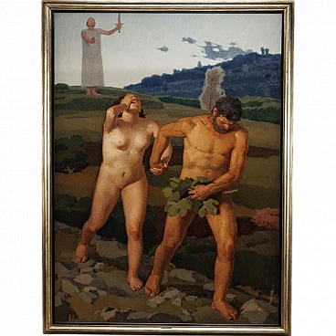 Augusto Colombo, The expulsion of Adam and Eve, oil on canvas, 1936