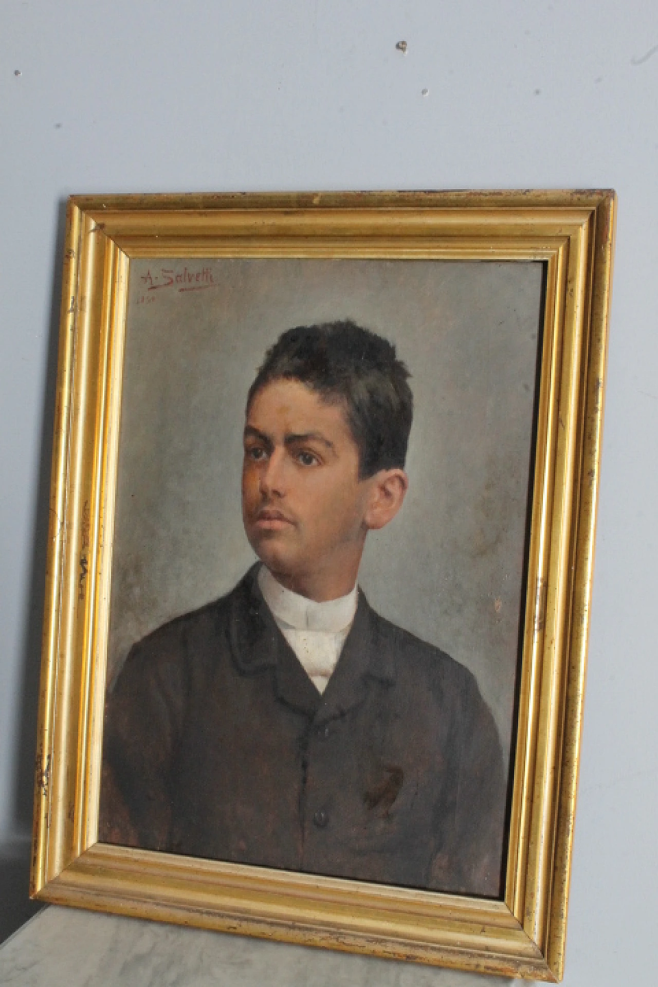 Antonio Salvetti, boy portrait, oil painting on canvas, 1890 1