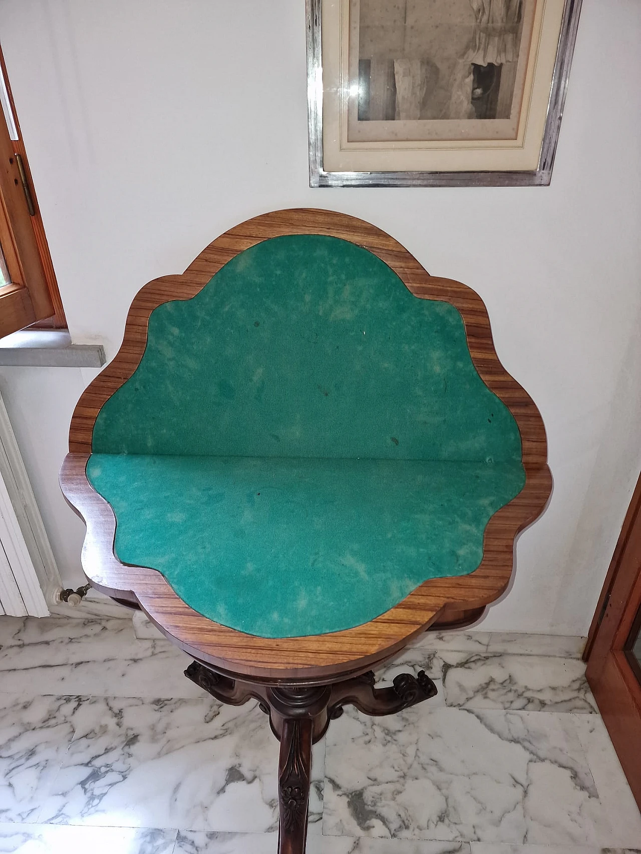 Victorian walnut and briar-root folding game table, 19th century 10