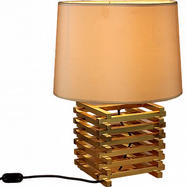 Lampada da tavolo con base quadrato in ottone, anni '80
