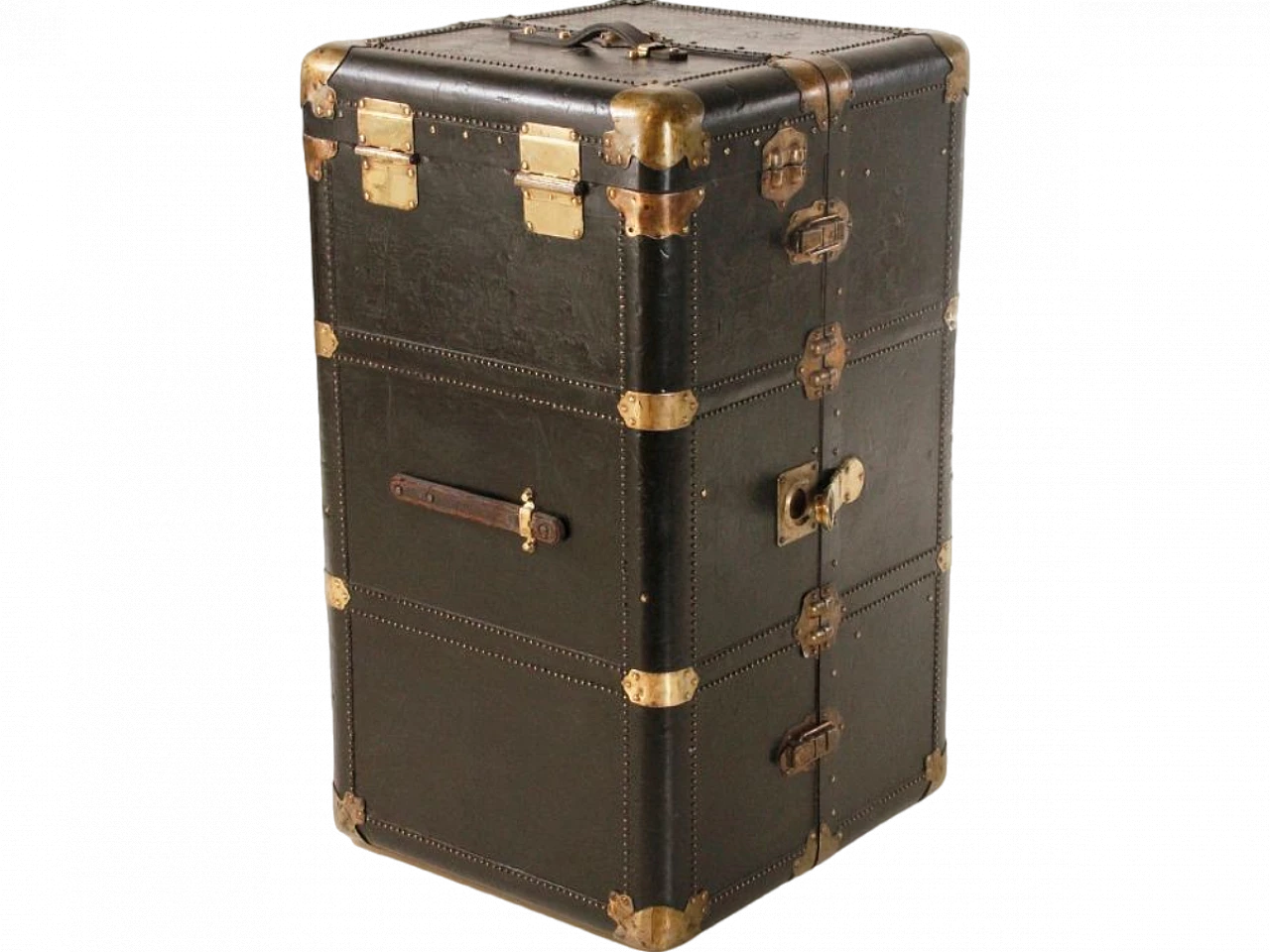 Wood, leather and metal travel trunk, 1940s 2