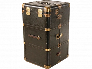 Wood, leather and metal travel trunk, 1940s