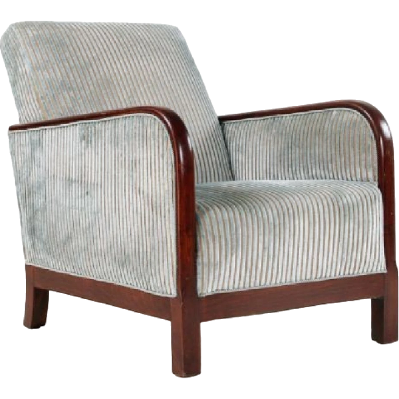 Solid wood and velvet armchair, 1930s 2