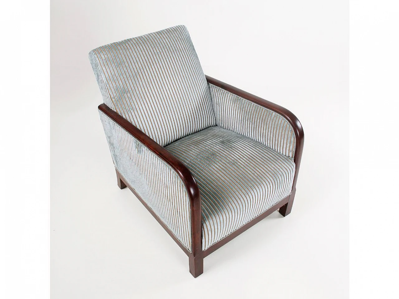 Solid wood and velvet armchair, 1930s 3