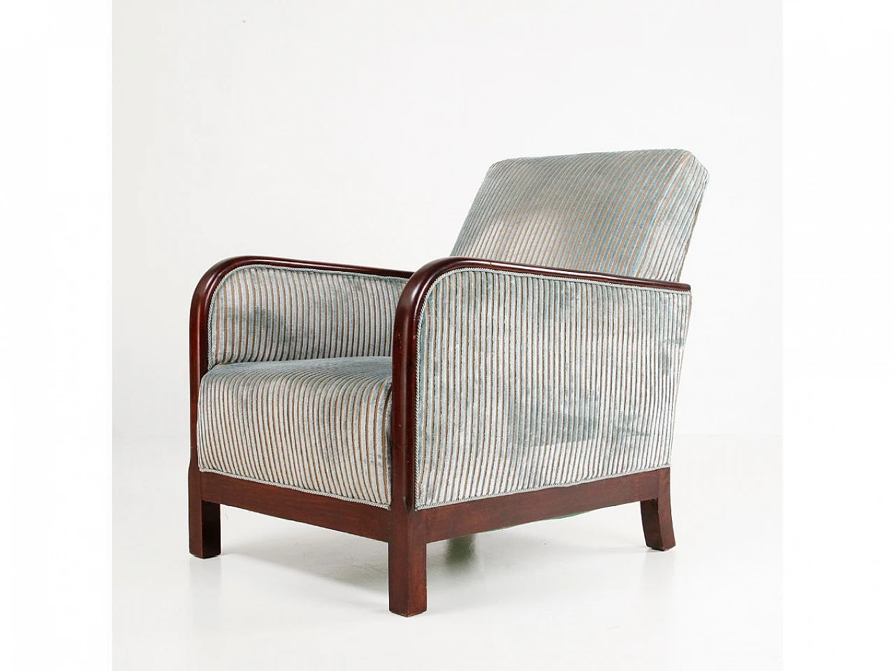 Solid wood and velvet armchair, 1930s 5