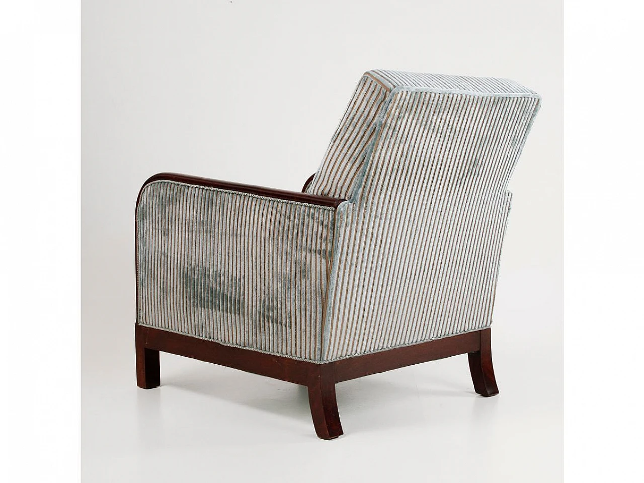 Solid wood and velvet armchair, 1930s 7