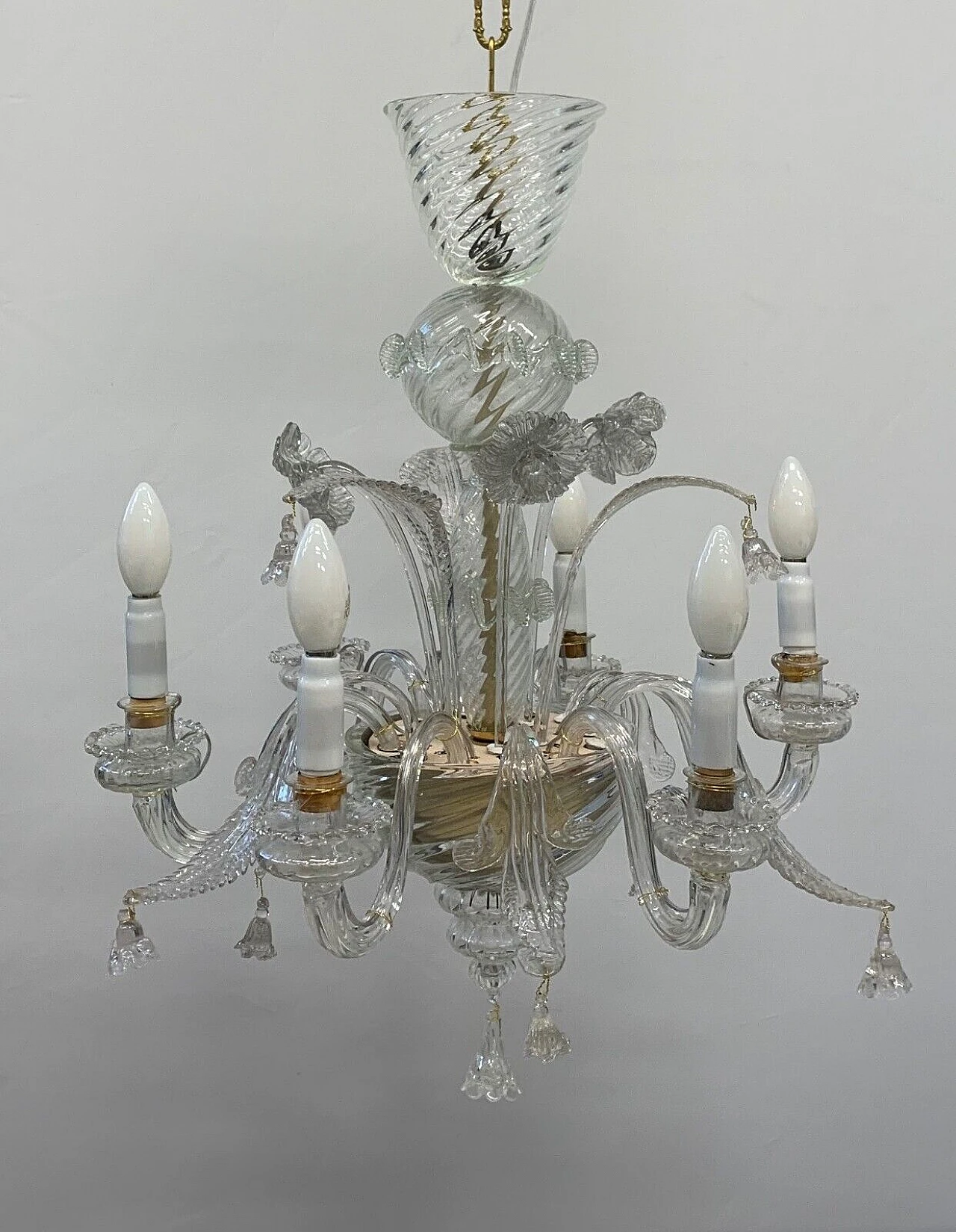 Transparent glass chandelier attributed to Seguso, 1950s 1