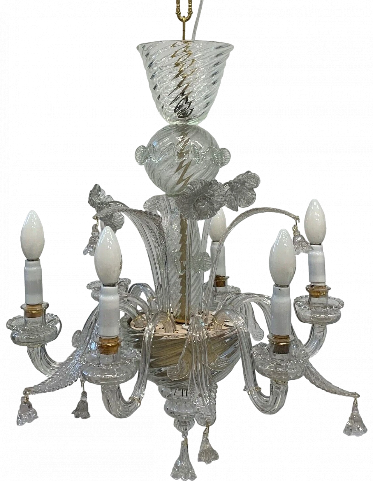 Transparent glass chandelier attributed to Seguso, 1950s 2