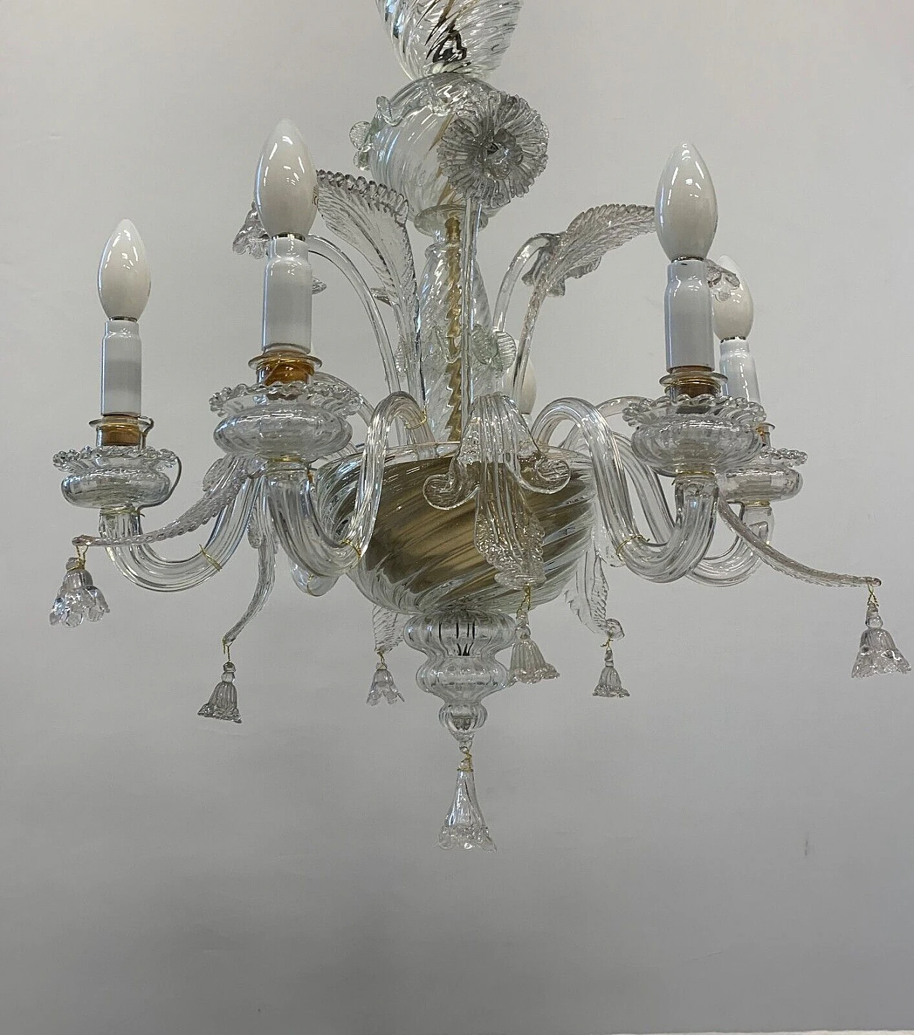 Transparent glass chandelier attributed to Seguso, 1950s 3