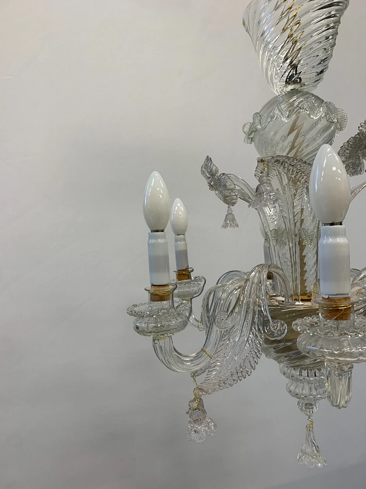 Transparent glass chandelier attributed to Seguso, 1950s 4