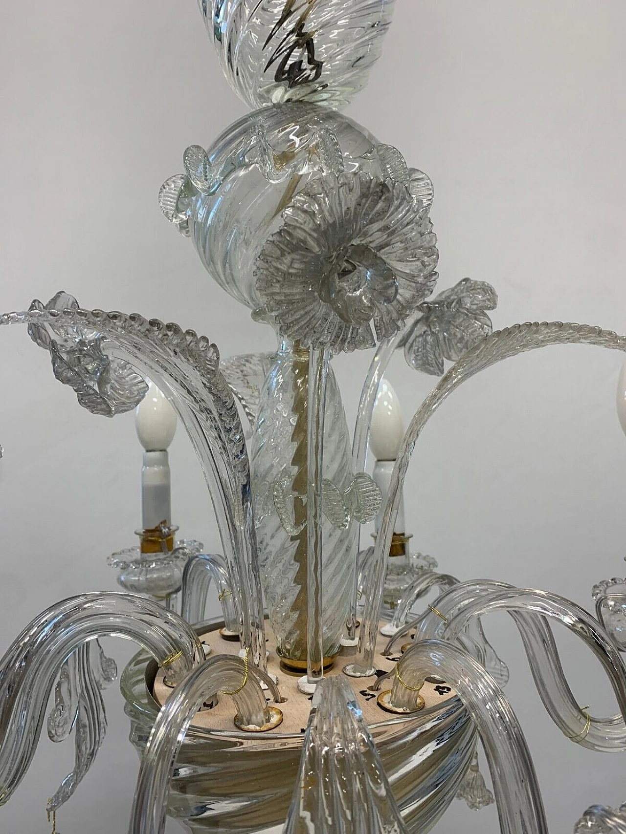 Transparent glass chandelier attributed to Seguso, 1950s 5