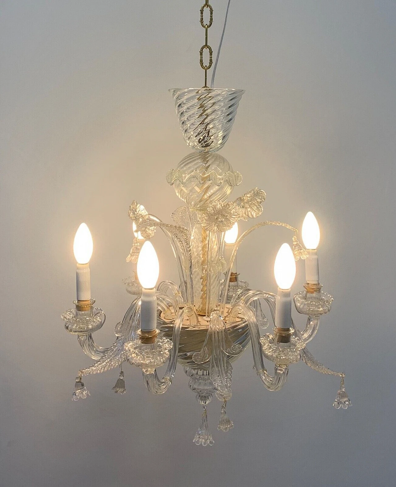 Transparent glass chandelier attributed to Seguso, 1950s 6