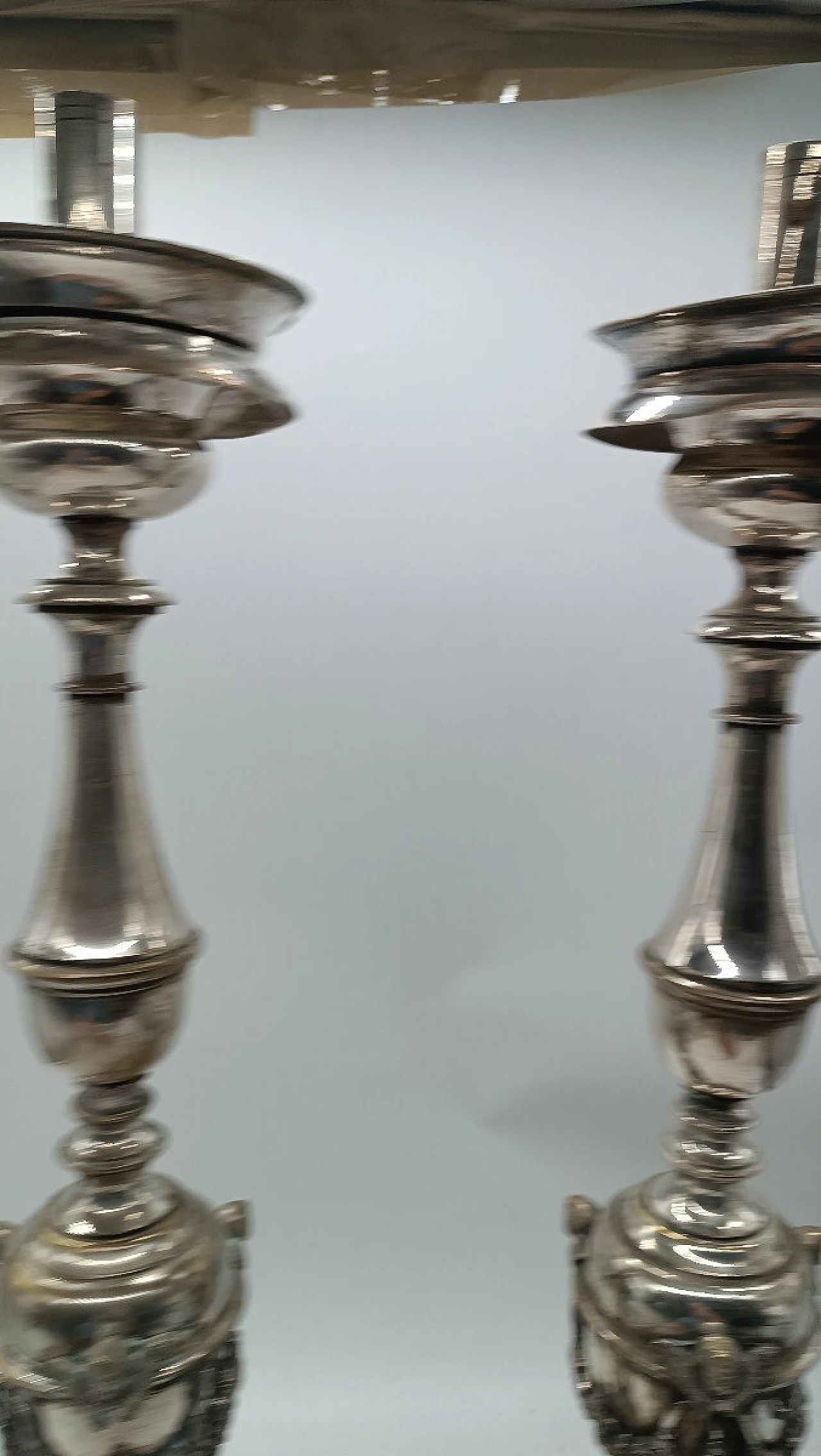 Pair of Empire silvered metal candlesticks, early 19th century 6