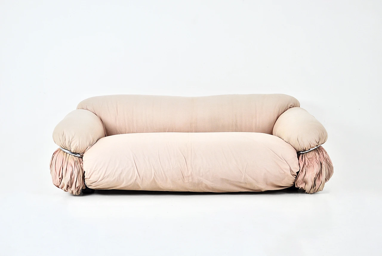 Pink fabric Sesann sofa by G. Frattini for Cassina, 1970s 3