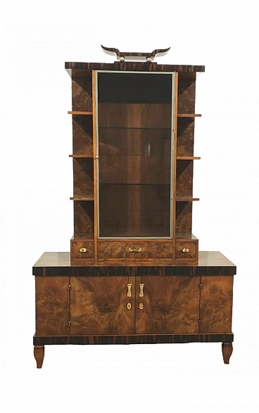 Walnut display cabinet attributed to Gio Ponti, 1940s