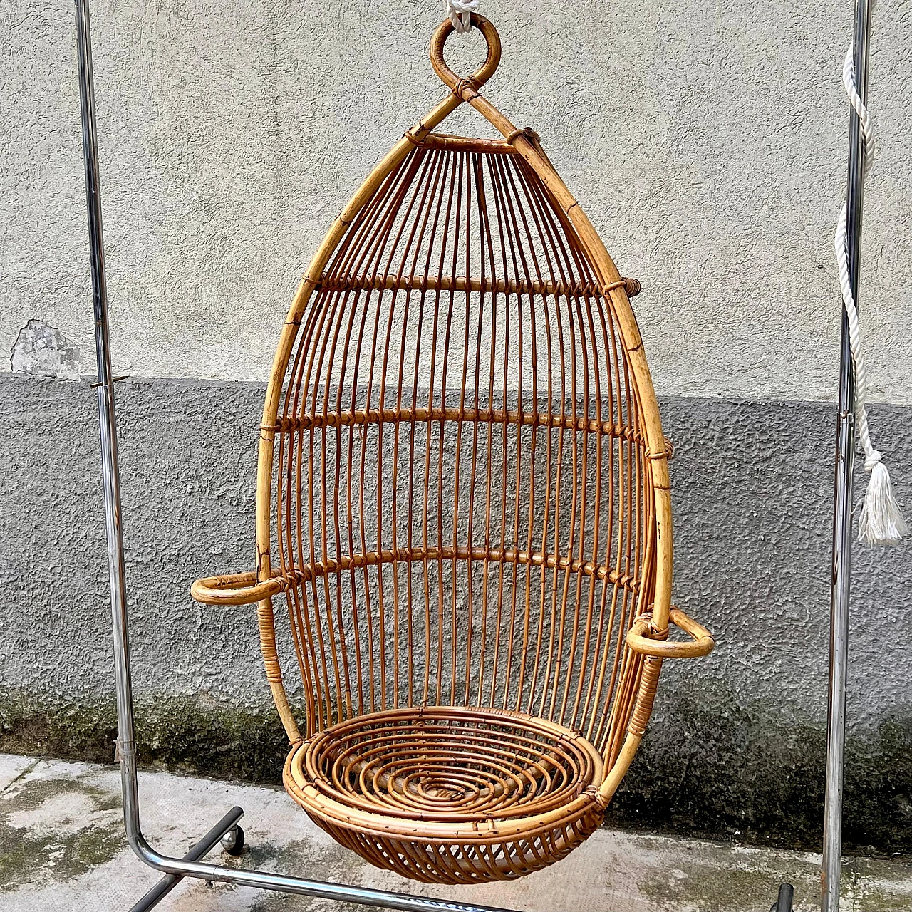 Bamboo hanging armchair by F.lli Castano, 1950s 4