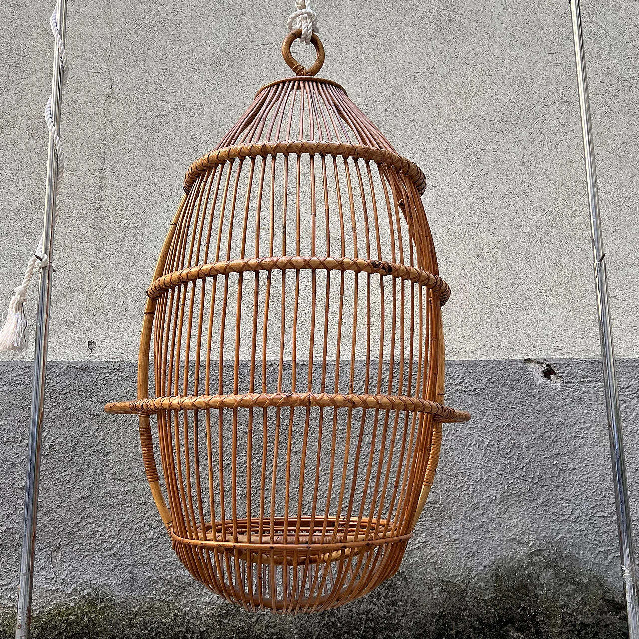 Bamboo hanging armchair by F.lli Castano, 1950s 5