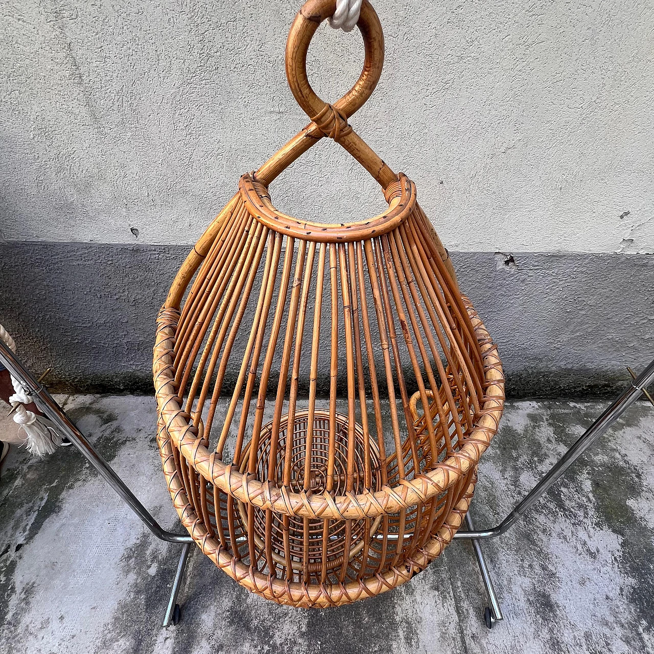 Bamboo hanging armchair by F.lli Castano, 1950s 6