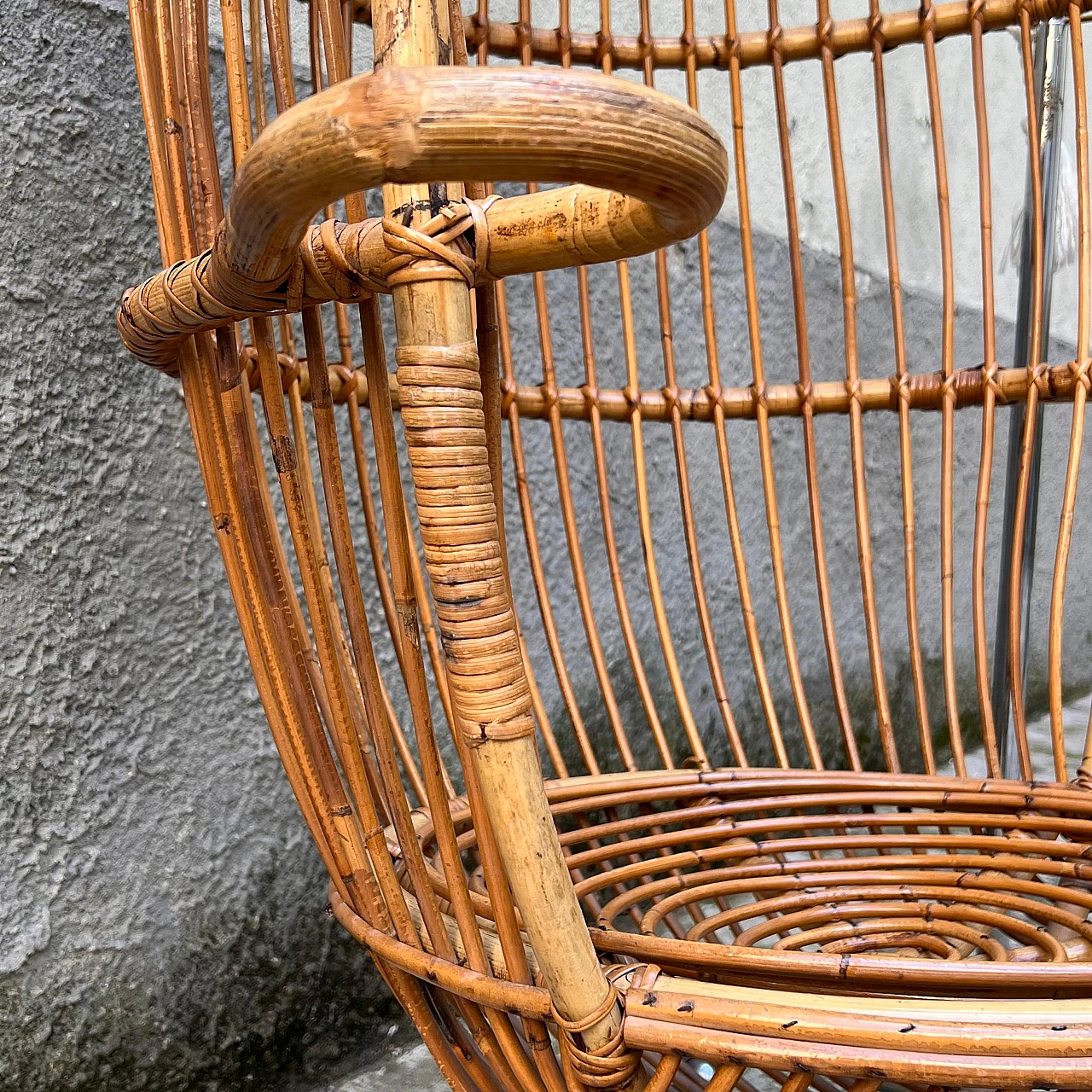 Bamboo hanging armchair by F.lli Castano, 1950s 7