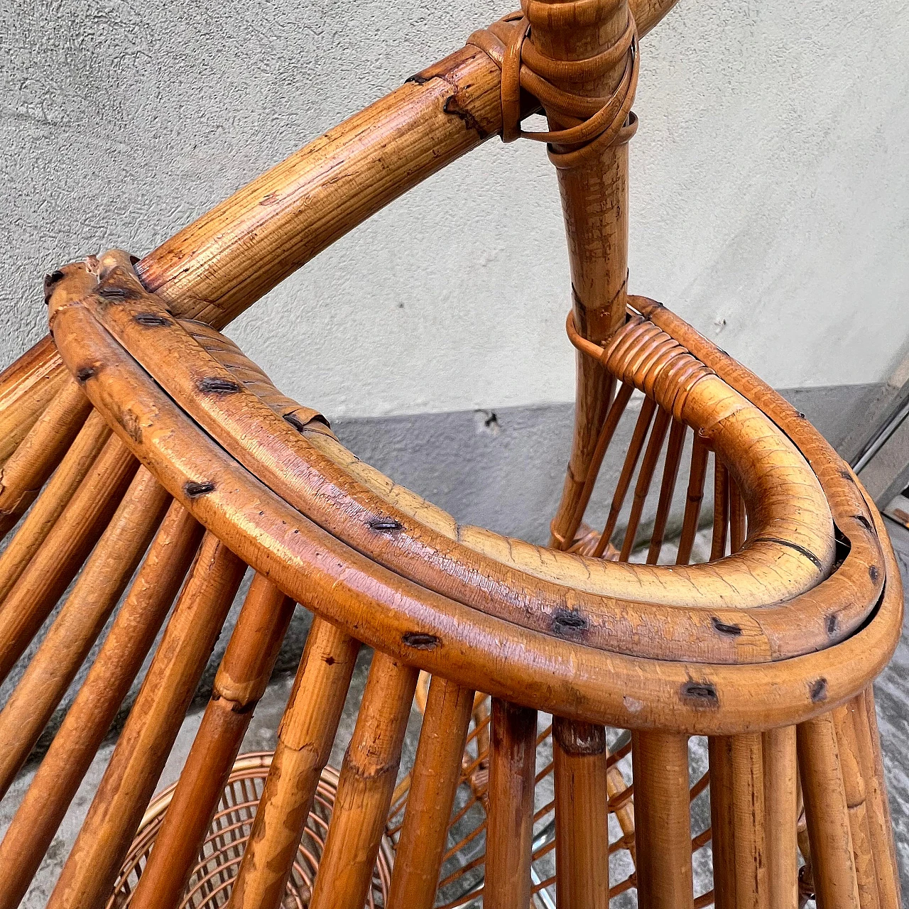 Bamboo hanging armchair by F.lli Castano, 1950s 10