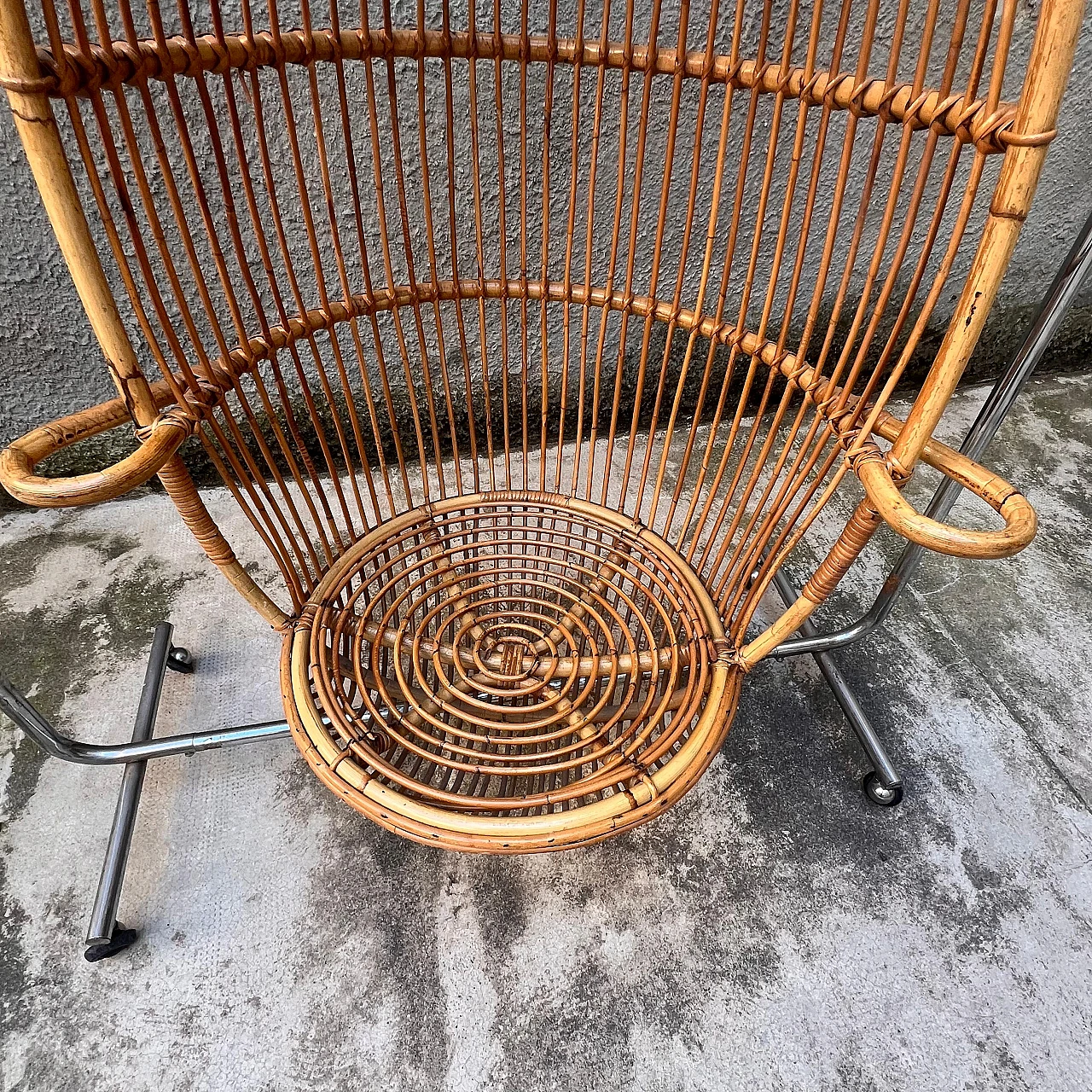 Bamboo hanging armchair by F.lli Castano, 1950s 11